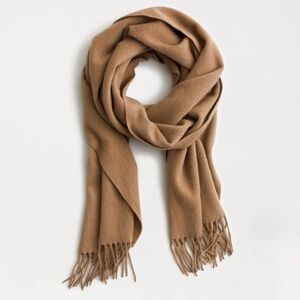 J.Crew Solid Cashmere Scarf Camel /Tan Color Fringe New with Tags BNIB H2195 $98